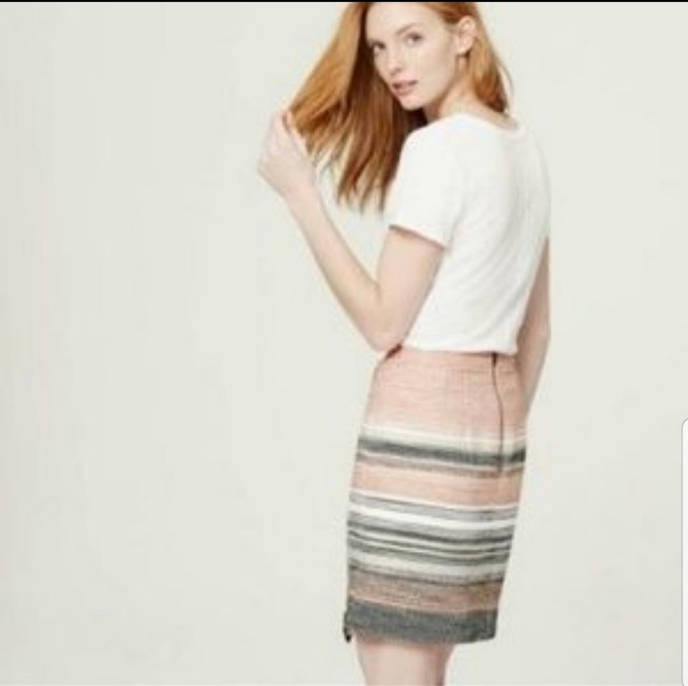 LOFT Stripe Fringe Blanket Skirt, 4P